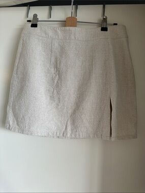 Lioness Linen Blend Mini Skirt with Side Slit
